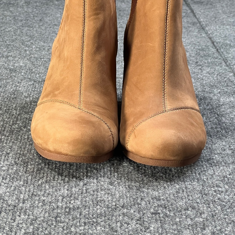 TOMS Kelsey Pull-On Wedge Womens 10 Bootie Tan Leather Suede Ankle Boot 10016858 - Picture 4 of 9